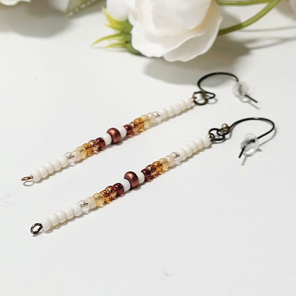 seed bead earrings 681#mfs Seed beaded minimalist stick earrings sweater stripes